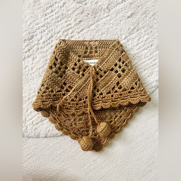 Misha + Puff Women’s Children’s handmade wool scarf kerchief with pom pom ties - Picture 1 of 5